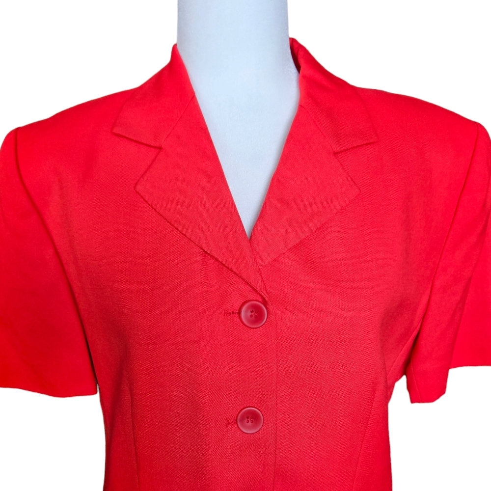 Jones New York Separates fire red jacket blazer single breasted short sleeve